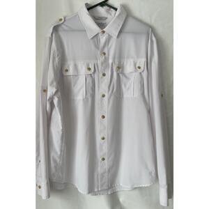 Coolibar Shirt Mens L Sun Protection UPF 50 Vented Long Sleeve Button Up White